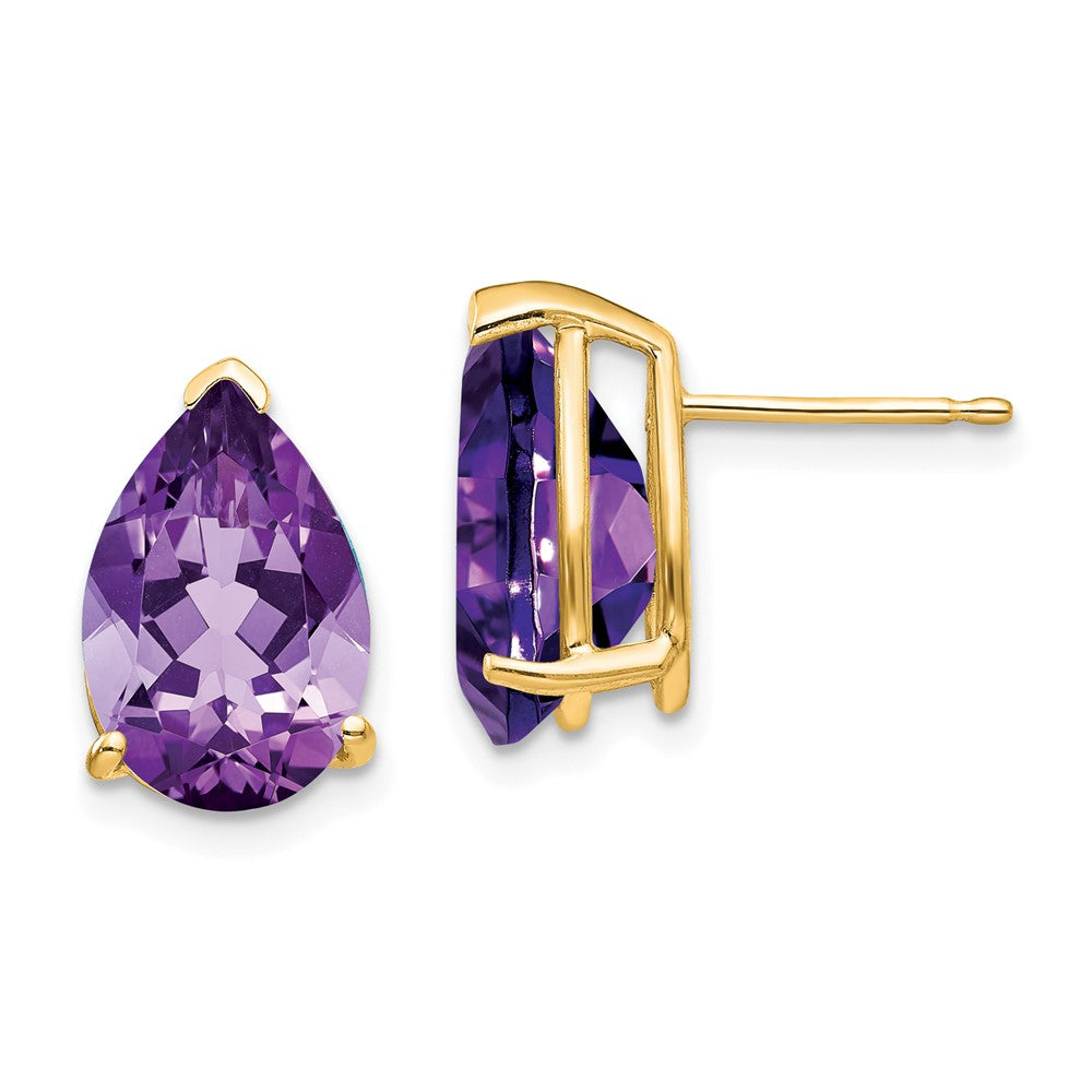 14K Gelbgold Ohrstecker mit Amethyst im Tropfenschliff