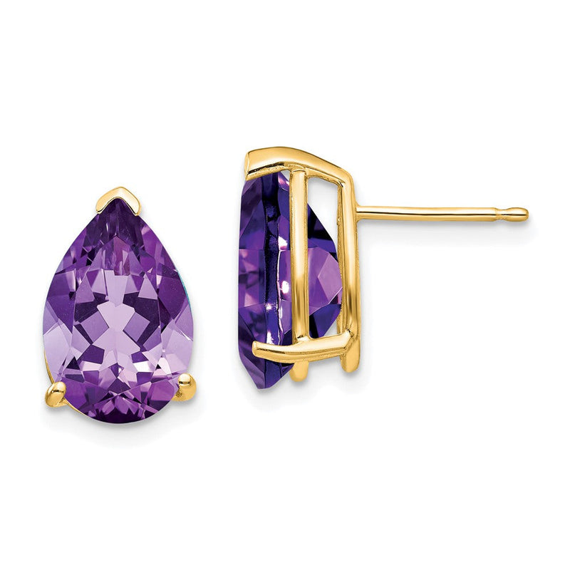 14K Gelbgold Ohrstecker mit Amethyst im Tropfenschliff