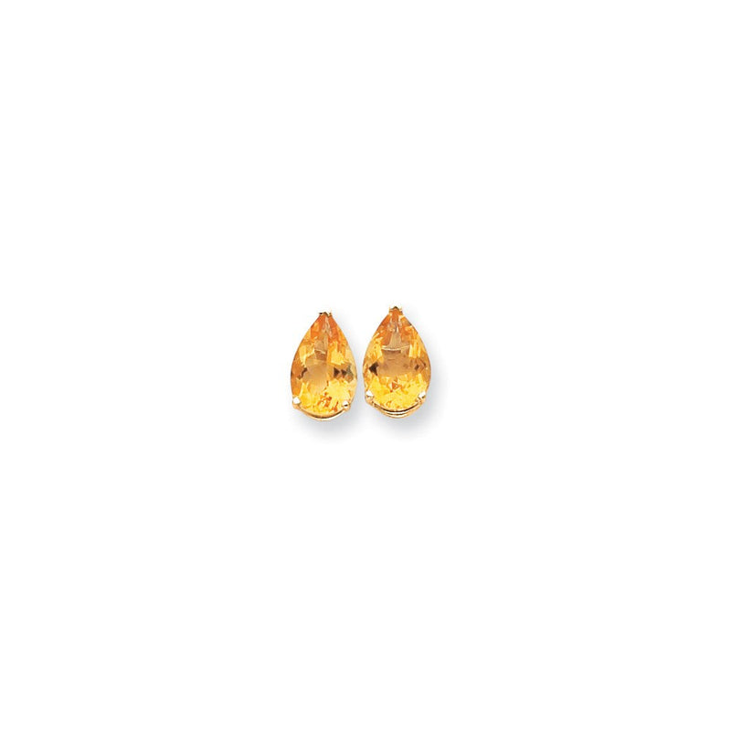 14K Gelbgold Ohrringe mit birnenförmigem Citrin im Schachbrettschliff, 12x8 mm