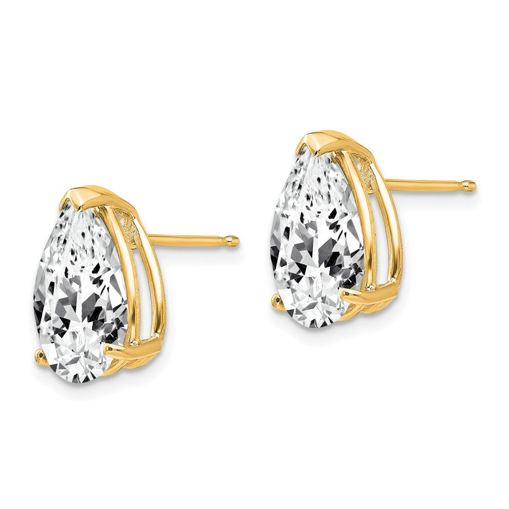 14K Gold Ohrringe mit birnenförmigem Zirkonia, 12x8 mm
