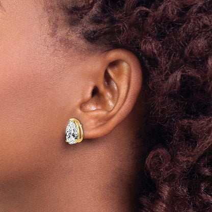 14K Gold Ohrringe mit birnenförmigem Zirkonia, 12x8 mm