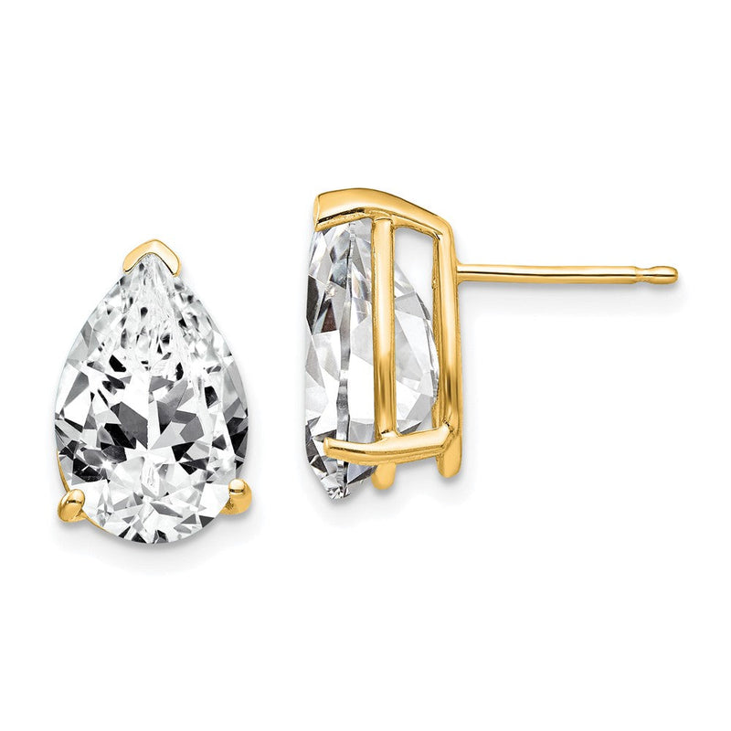 14K Gold Ohrringe mit birnenförmigem Zirkonia, 12x8 mm