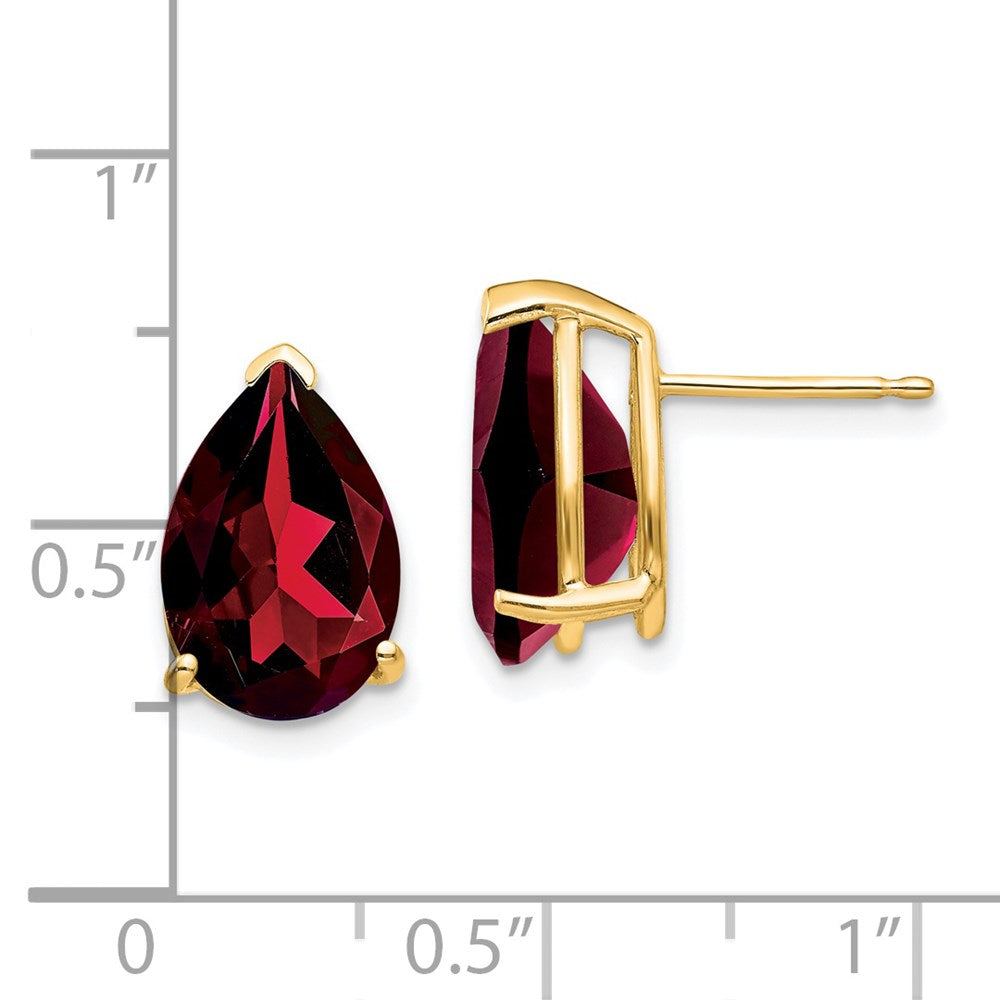 14K Gelbgold Ohrstecker mit Granat im Birnenschliff