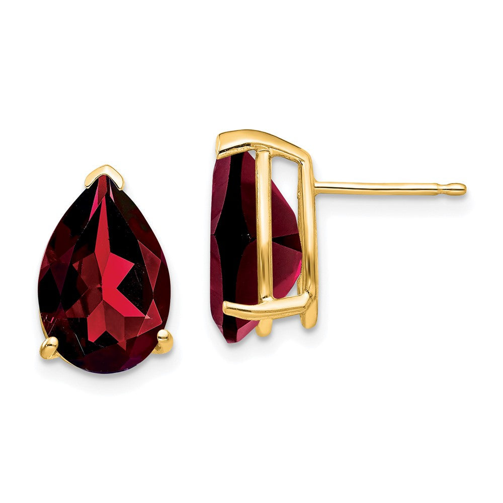 14K Gelbgold Ohrstecker mit Granat im Birnenschliff