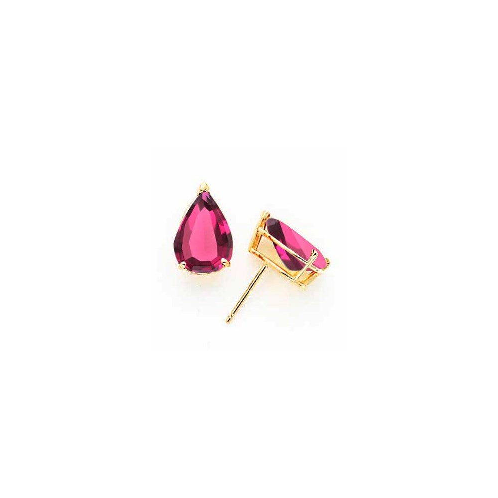 14K Gelbgold Ohrringe mit birnenförmigem Rhodolith-Granat, 12x8 mm