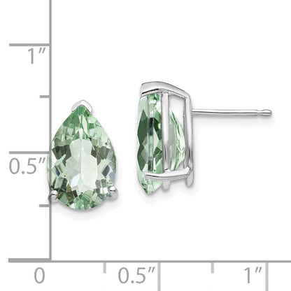 12x8 Birnenform Grüner Quarz Ohrringe aus 14K Weißgold