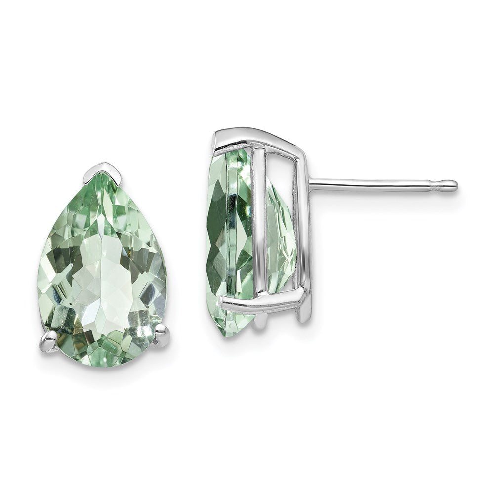 12x8 Birnenform Grüner Quarz Ohrringe aus 14K Weißgold