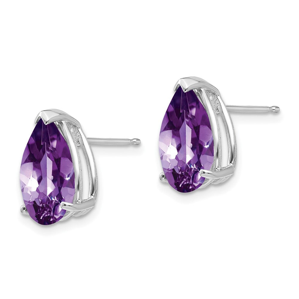 14K Weißgold Amethyst-Ohrstecker in Tropfenform