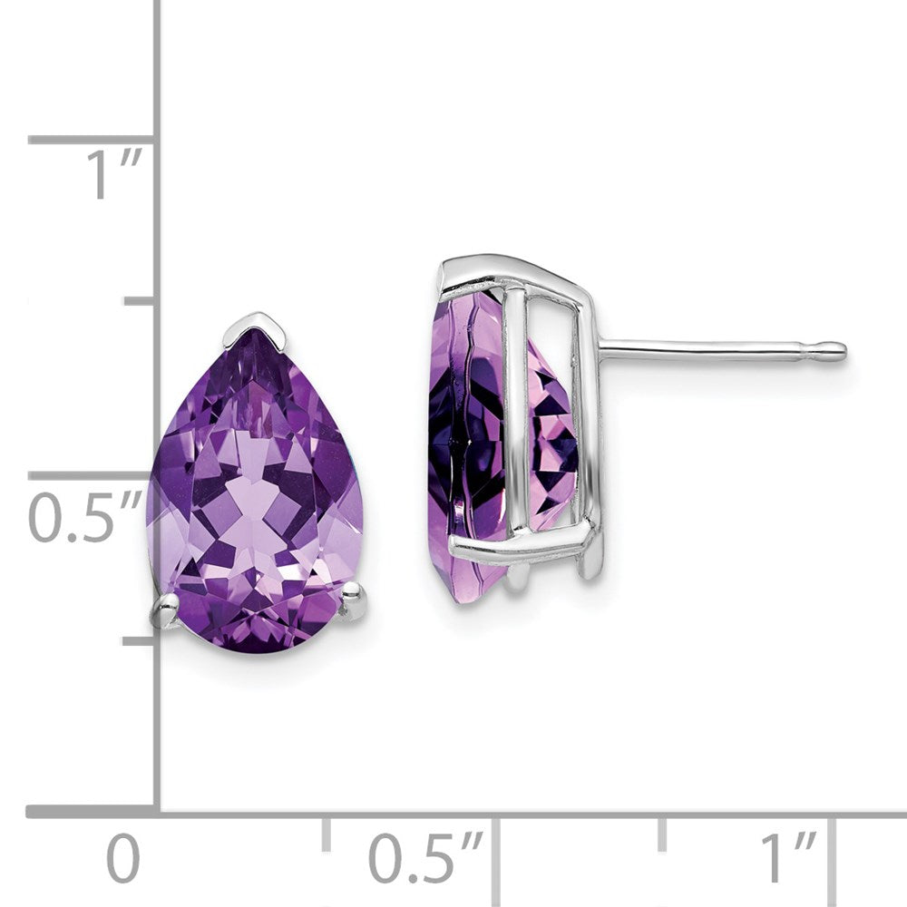 14K Weißgold Amethyst-Ohrstecker in Tropfenform