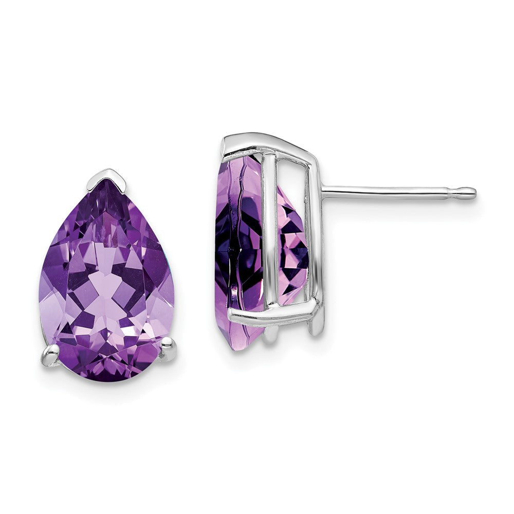 14K Weißgold Amethyst-Ohrstecker in Tropfenform