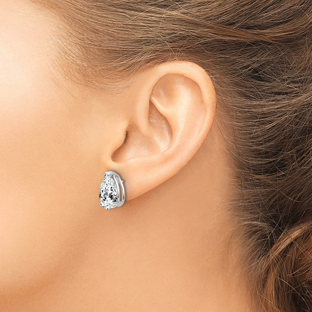 12x8 mm Ohrringe mit birnenförmigem Zirkonia aus 14K Weißgold