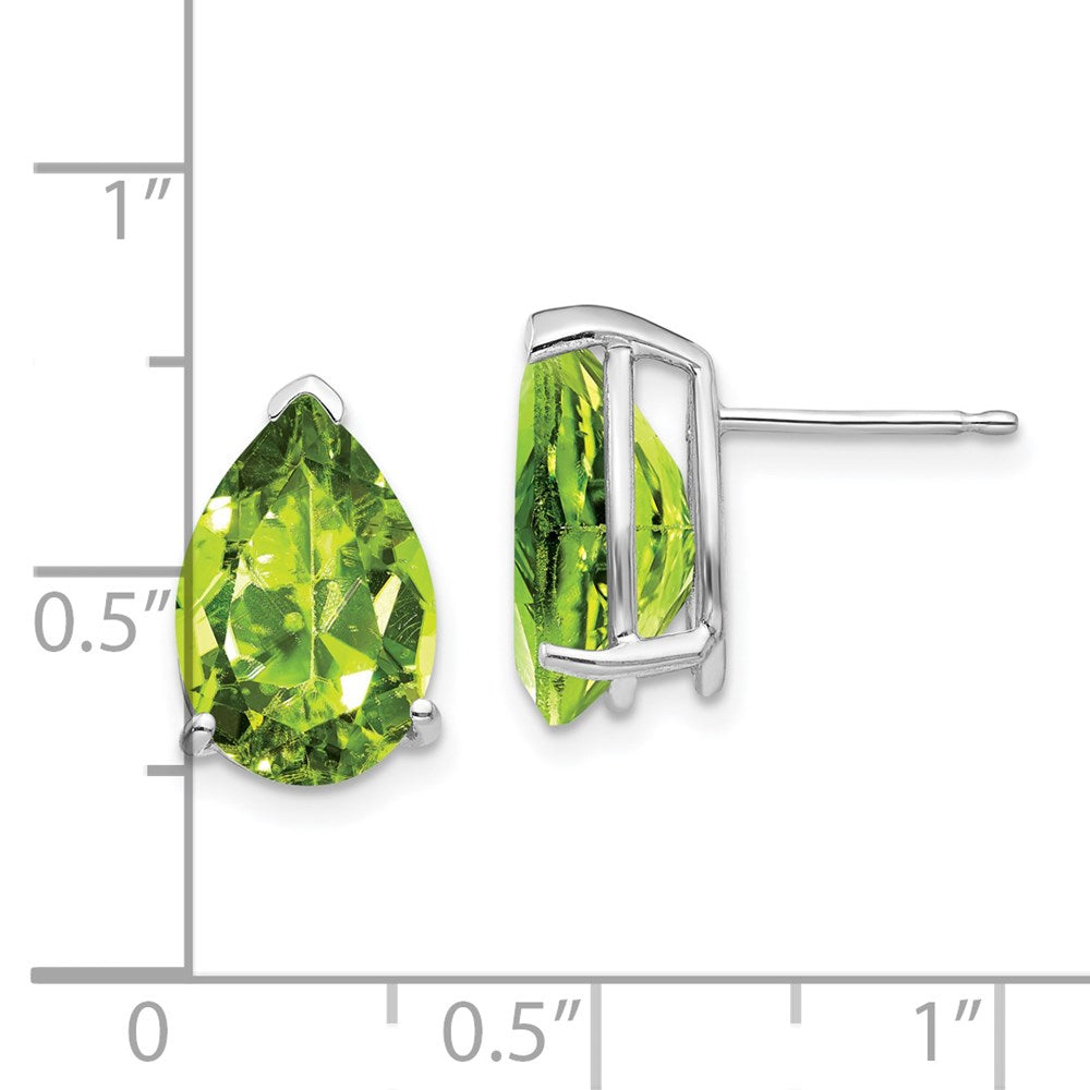 14K Weißgold Ohrstecker mit Peridot im Birnenschliff