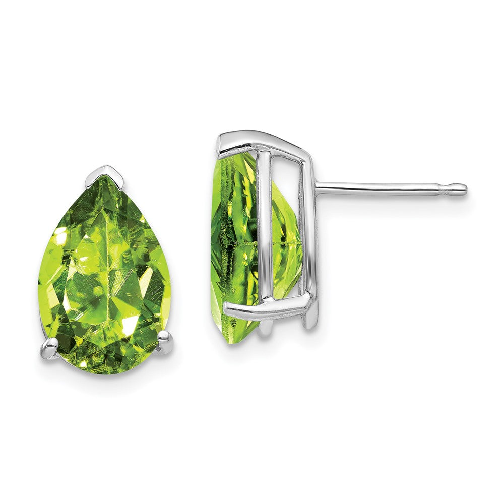 14K Weißgold Ohrstecker mit Peridot im Birnenschliff