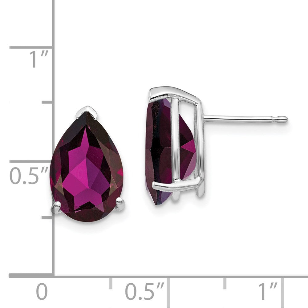 14K Weißgold Ohrringe mit birnenförmigem Rhodolith-Granat, 12x8 mm