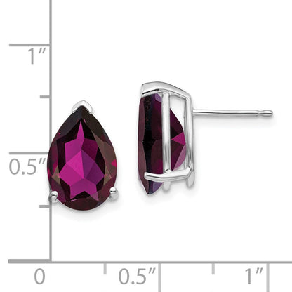 14K Weißgold Ohrringe mit birnenförmigem Rhodolith-Granat, 12x8 mm