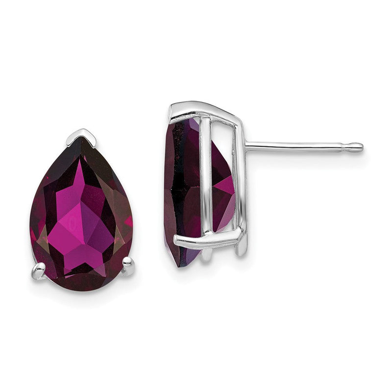 14K Weißgold Ohrringe mit birnenförmigem Rhodolith-Granat, 12x8 mm