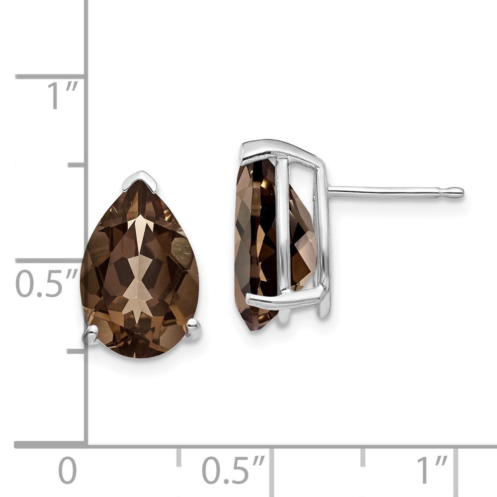 14K Weißgold Ohrringe mit birnenförmigem rauchigem gelbem Goldquarz, 12x8 mm