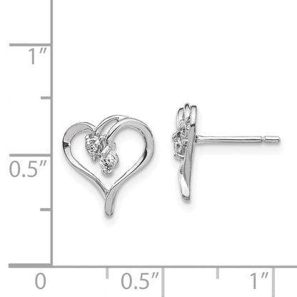 14K Weißgold Ohrringe mit echtem Diamant-Herz