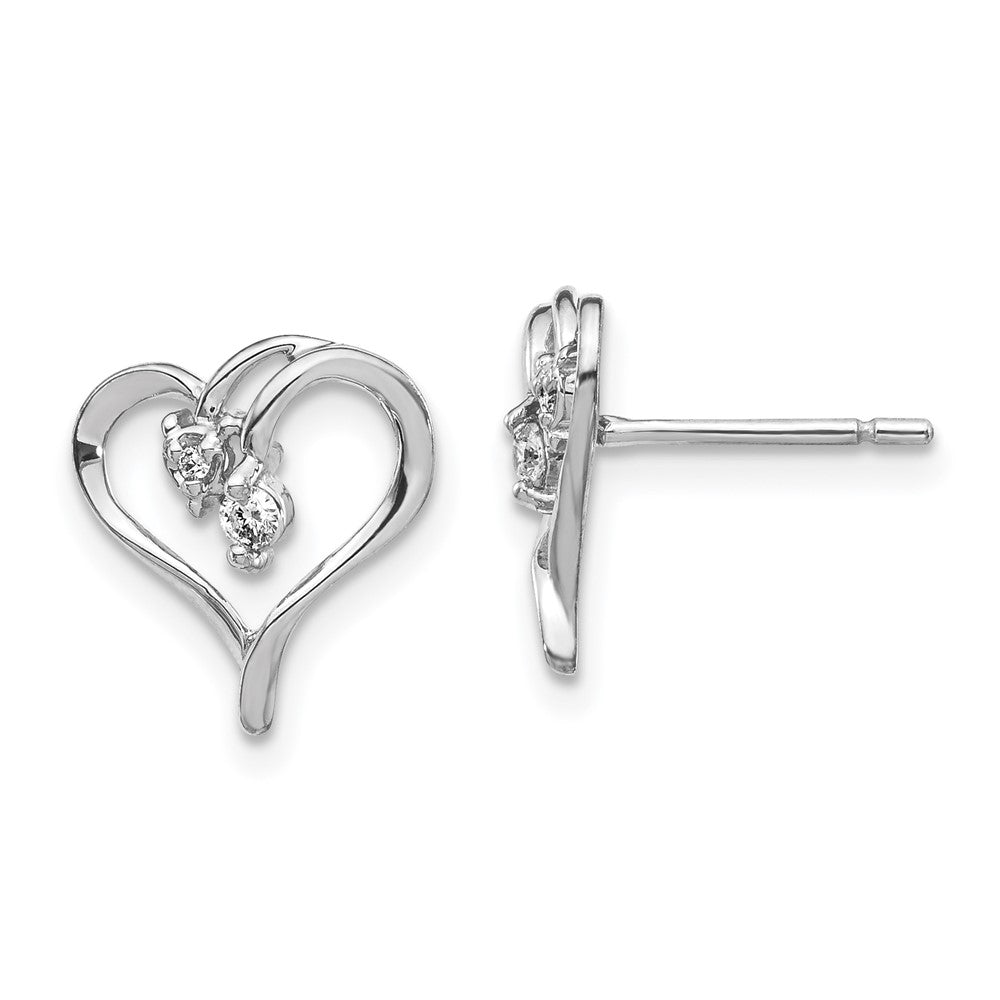 14K Weißgold AAA echte Diamant-Herz-Ohrringe