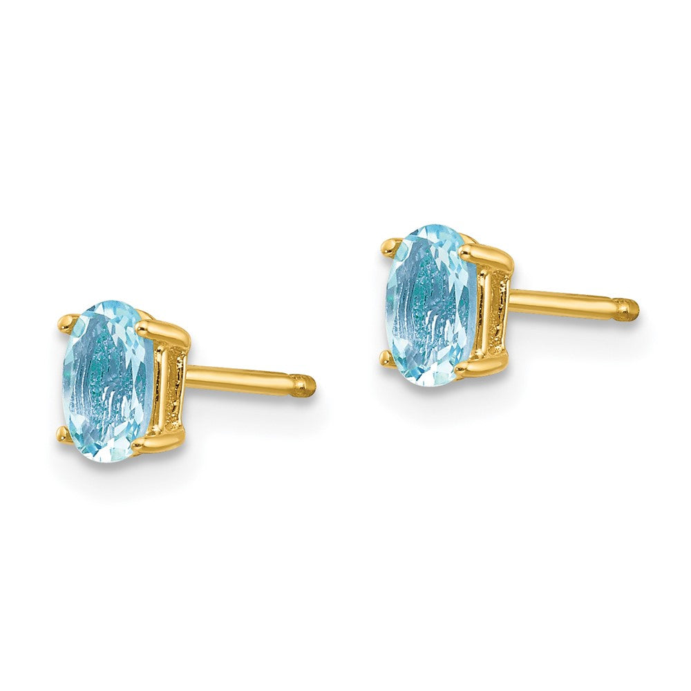 14K Gelbgold Aquamarin-Ohrstecker