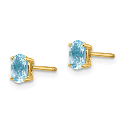 14K Gelbgold Aquamarin-Ohrstecker
