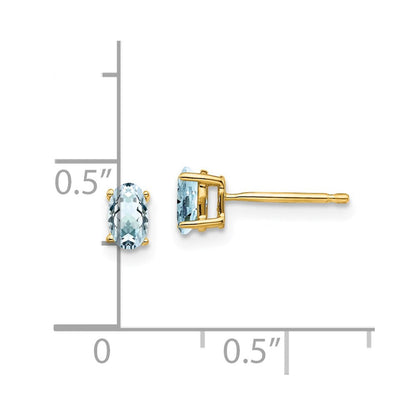 14K Gelbgold Aquamarin-Ohrstecker