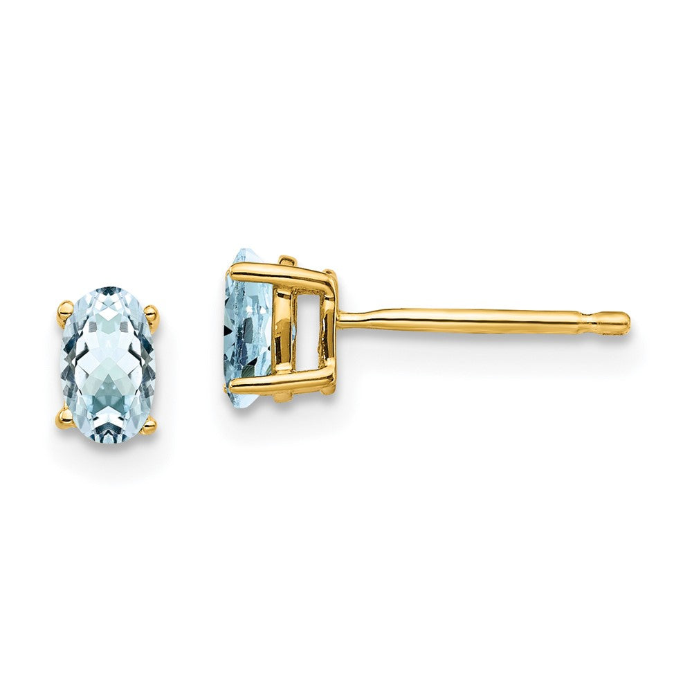 14K Gelbgold Aquamarin-Ohrstecker