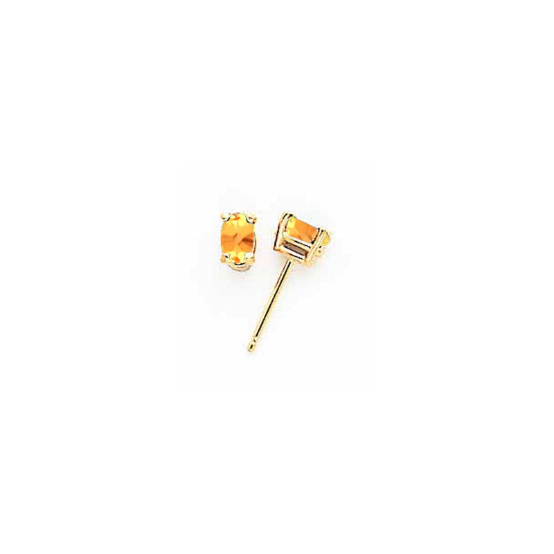 14K Gelbgold Ohrringe mit ovalem Citrin, 5x3 mm
