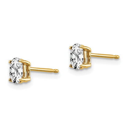 14K Gelbgold Ohrringe mit ovalem Zirkonia, 5 x 3 mm