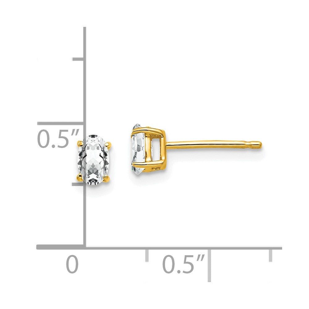 14K Gelbgold Ohrringe mit ovalem Zirkonia, 5 x 3 mm