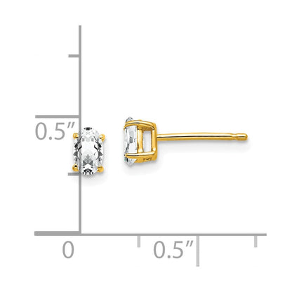 14K Gelbgold Ohrringe mit ovalem Zirkonia, 5 x 3 mm