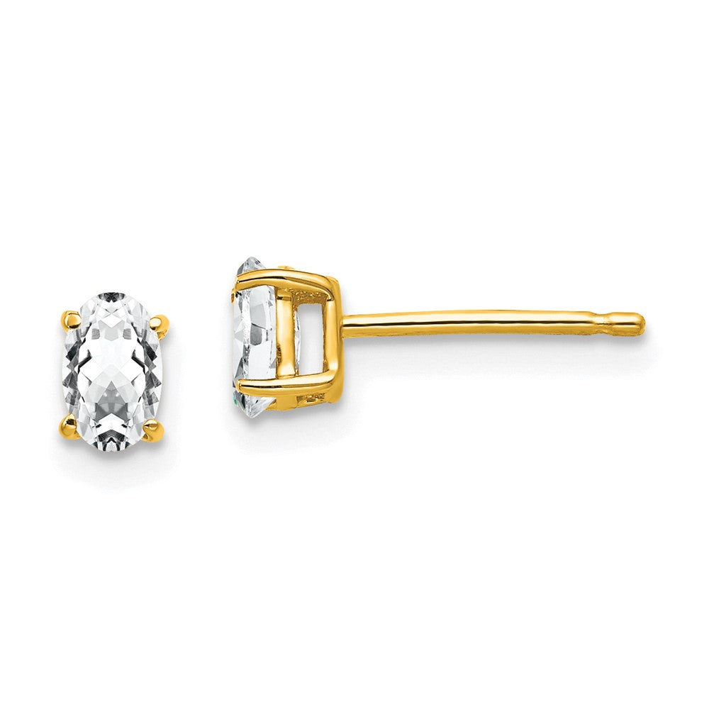 14K Gelbgold Ohrringe mit ovalem Zirkonia, 5 x 3 mm