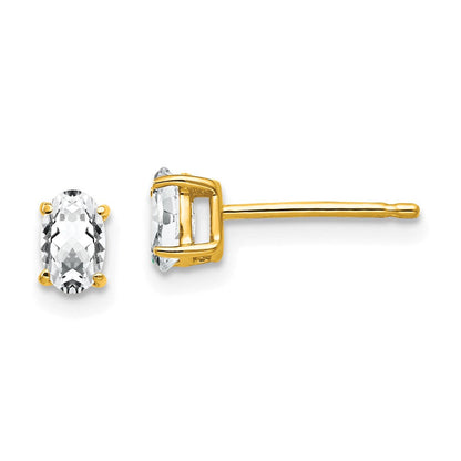 14K Gelbgold Ohrringe mit ovalem Zirkonia, 5 x 3 mm
