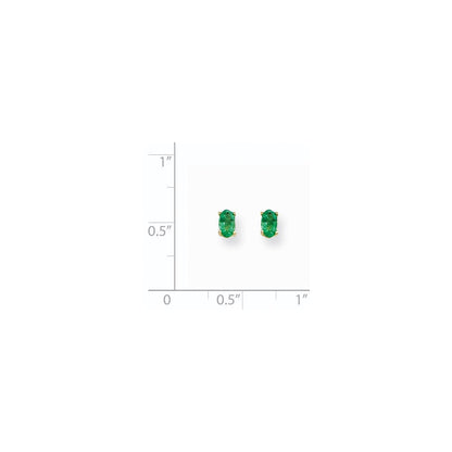 14K Gelbgold Ohrringe mit ovalem Smaragd, 5x3 mm