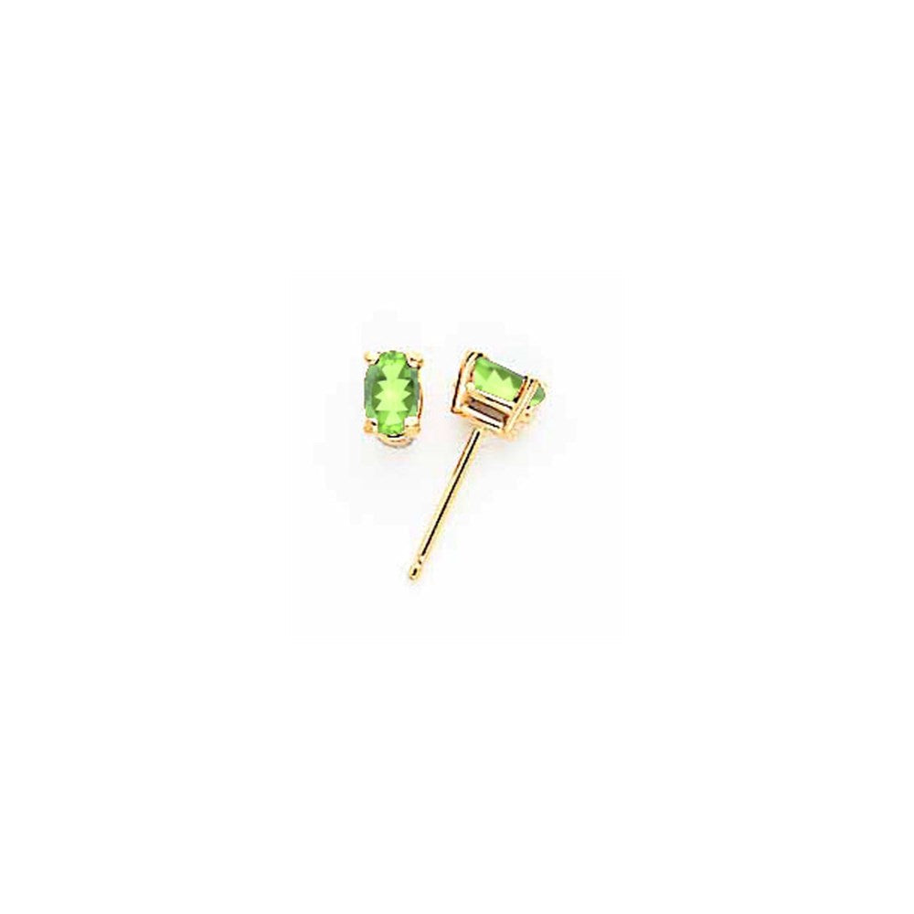 14K Gelbgold Peridot-Ohrstecker, oval