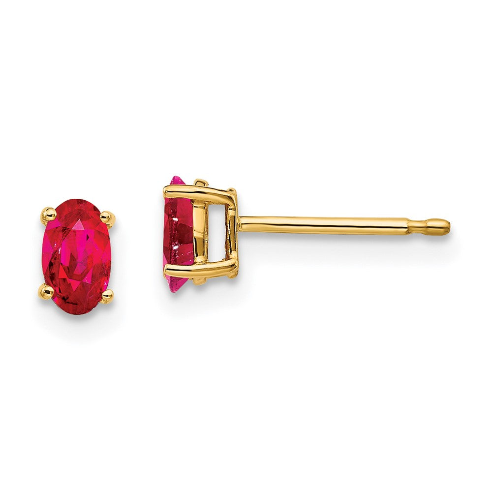 14K Gelbgold Ohrstecker mit Rubin