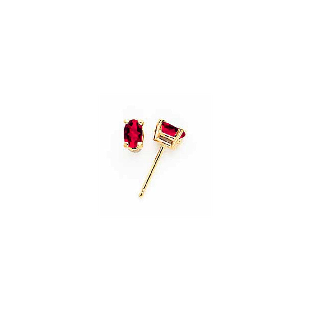 14K Gelbgold Ohrringe mit 5x3 mm ovalem Rubin