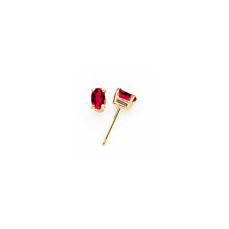 14K Gelbgold Ohrringe mit 5x3 mm ovalem Rubin