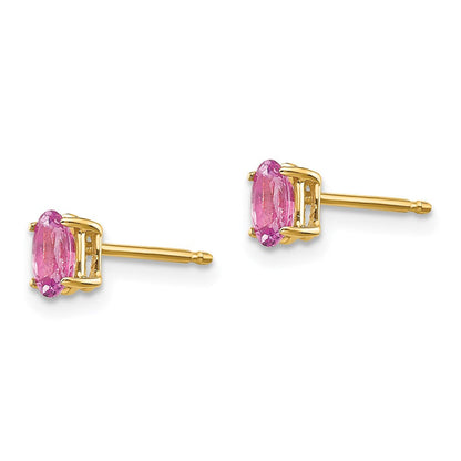 14K Gelbgold Ohrstecker mit rosa Saphir