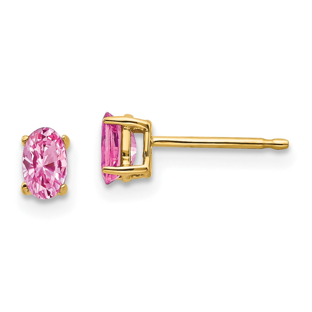 14K Gelbgold Ohrstecker mit rosa Saphir
