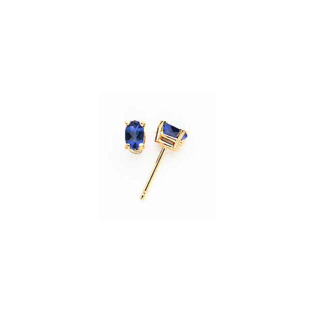 14K Gelbgold Ohrringe mit ovalem Saphir, 5 x 3 mm