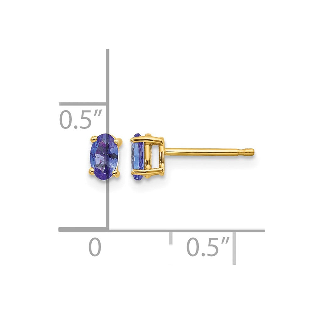 14K Gelbgold Tansanit Ohrstecker