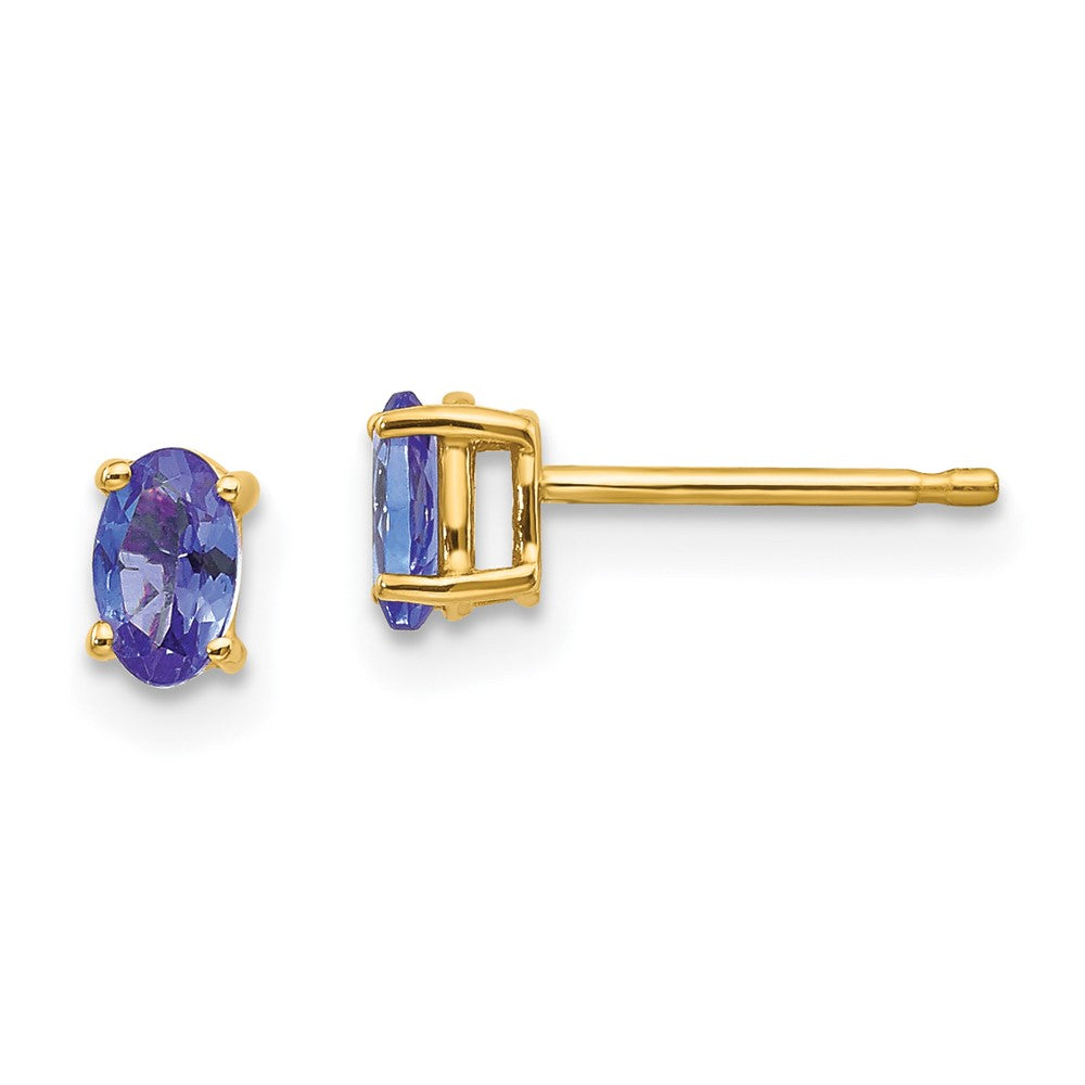14K Gelbgold Tansanit Ohrstecker
