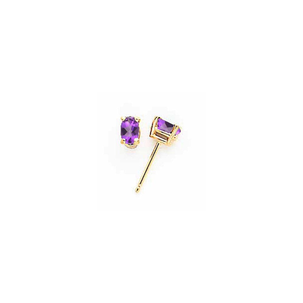 14K Gelbgold Ohrringe mit ovalem Tsavorit, 5 x 3 mm