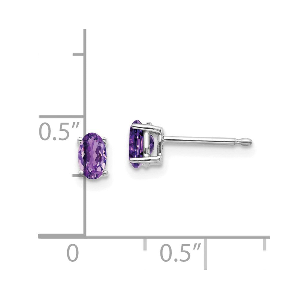14K Weißgold Ohrringe mit ovalem Amethyst 5x3mm