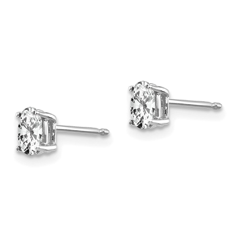 14K Weißgold Ohrringe mit ovalem Zirkonia, 5x3mm