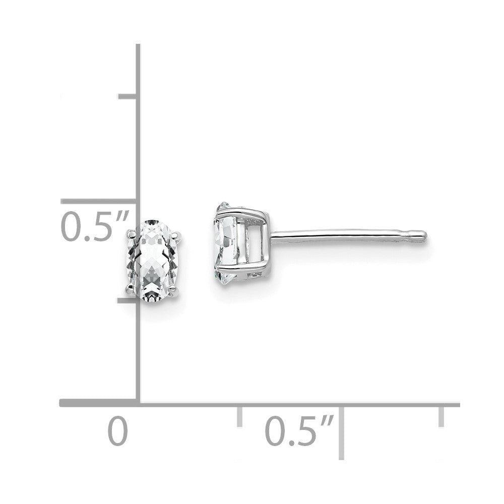14K Weißgold Ohrringe mit ovalem Zirkonia, 5x3mm