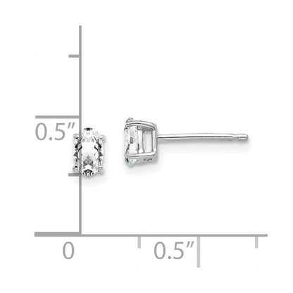 14K Weißgold Ohrringe mit ovalem Zirkonia, 5x3mm