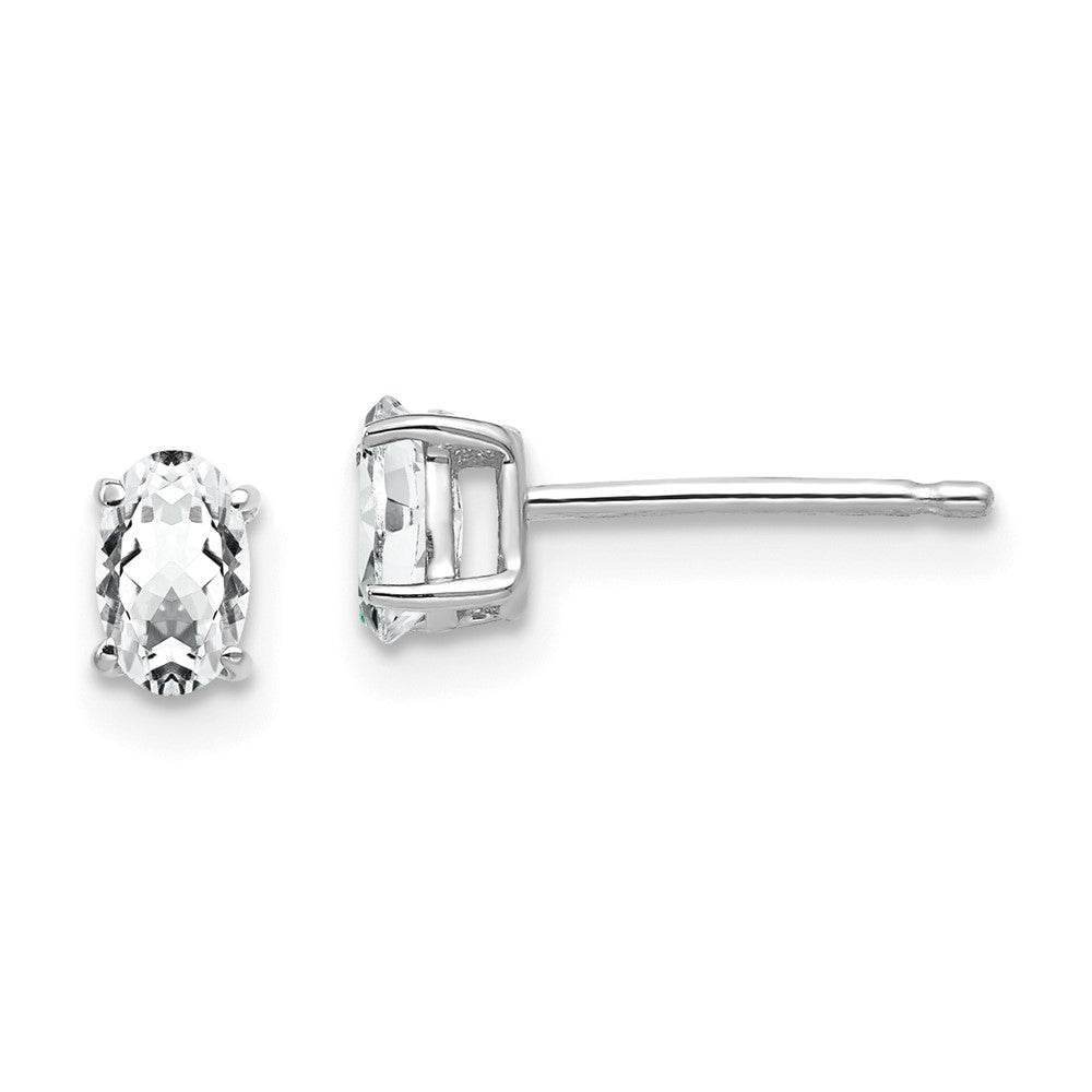 14K Weißgold Ohrringe mit ovalem Zirkonia, 5x3mm