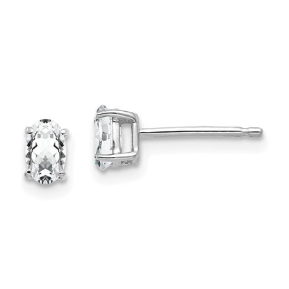 14K Weißgold Ohrringe mit ovalem Zirkonia, 5x3mm